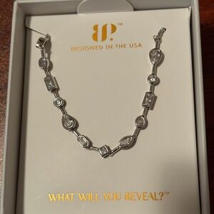 bp Silver Toned Multi-Shaped CZ Bracelet- Silver